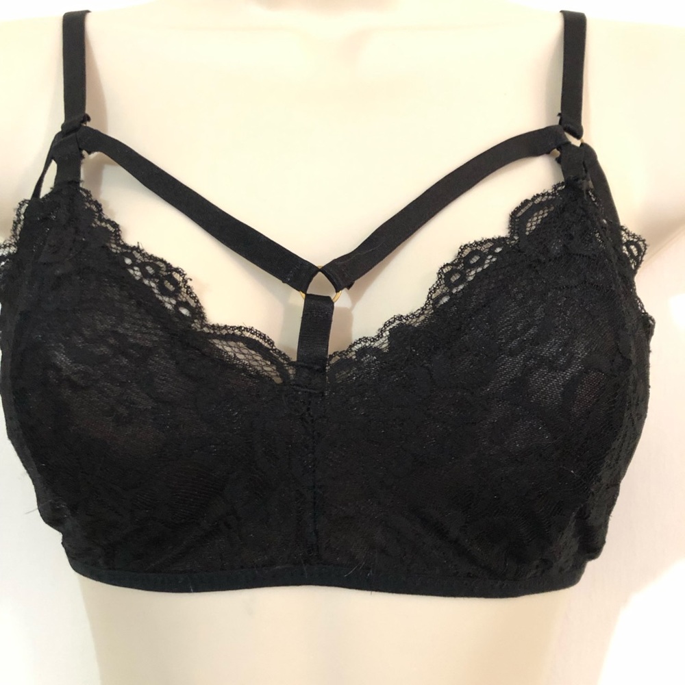 Sexy Black Lace Strappy Cage Bralet